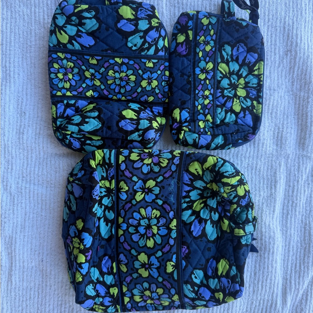 Vera Bradley large, medium and small cosmetic bags